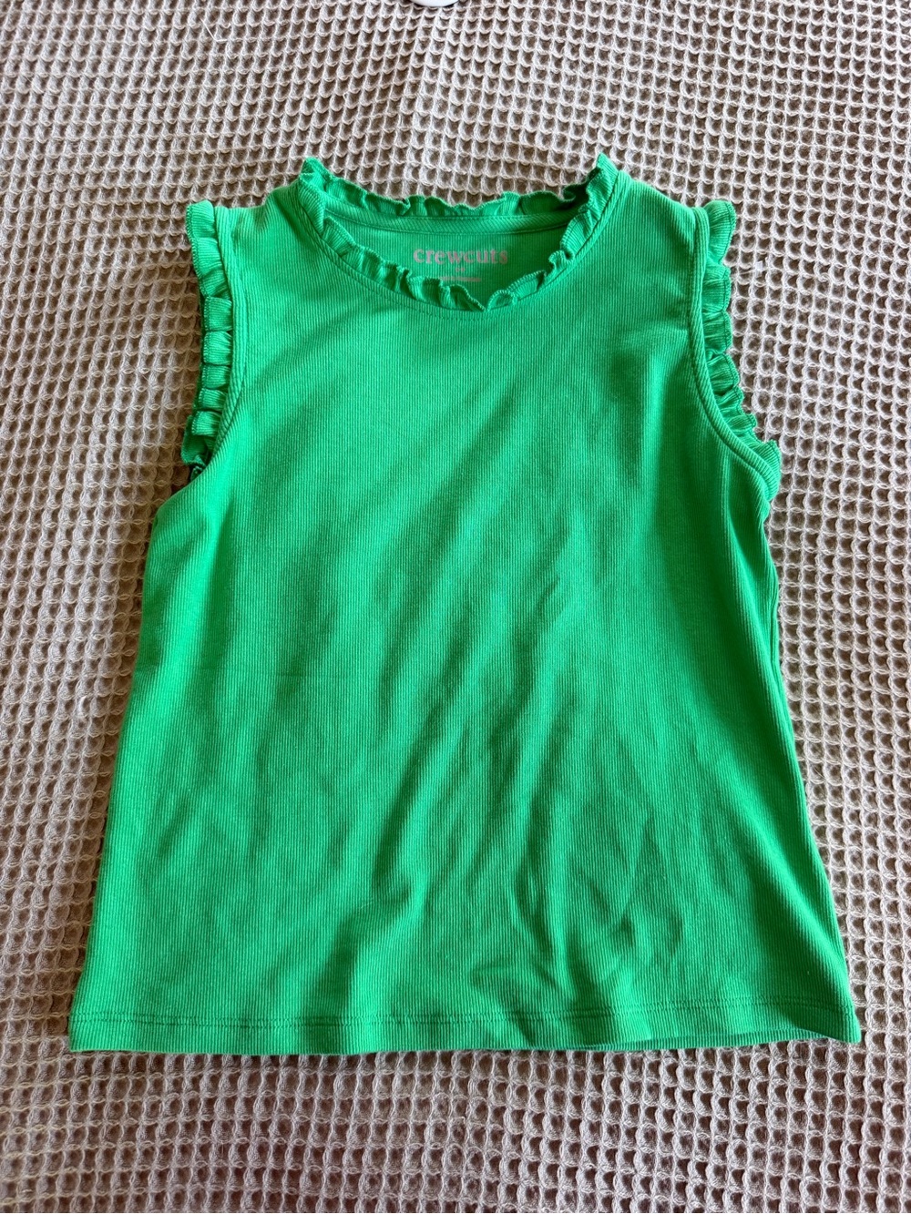 Crewcuts Bright Green Ruffle Trim Tank Top